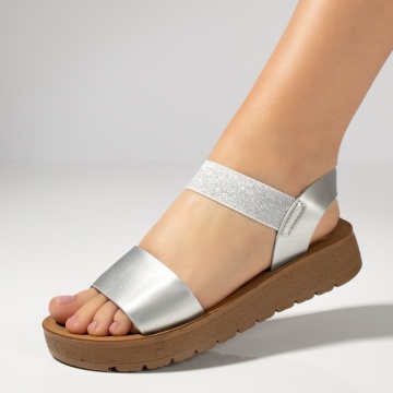 Sandale dama cu bareta elastica argintii EMA24, 3, modlet.ro