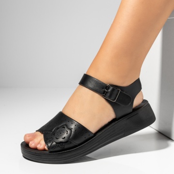 Sandale dama, Sandale dama cu bareta negre MOD14335, modlet.ro