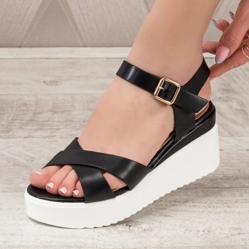 Sandale dama cu bareta si platforma negre MOD03912, 2, modlet.ro