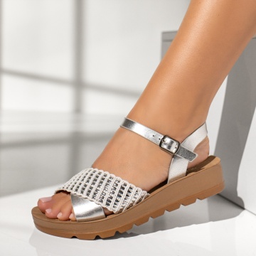Sandale dama cu platforma argintii MOD13896, 1, modlet.ro