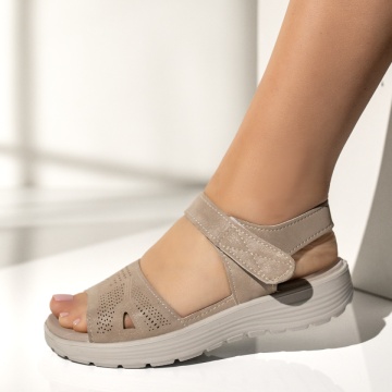 CUPON, Sandale dama cu platforma bej EVA34, modlet.ro