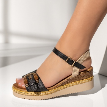 Sandale dama cu platforma negre EVA30, 2, modlet.ro