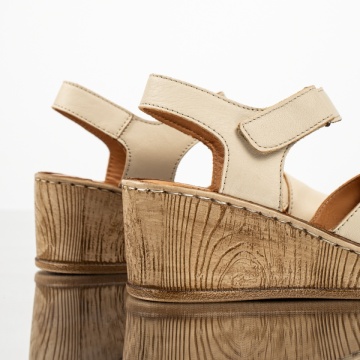 Sandale dama cu platforma si bareta bej din Piele naturala MOD13623, 4, modlet.ro