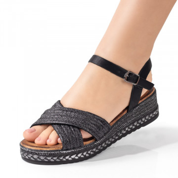 Sandale dama cu platforma si bareta negre MOD05039, 2, modlet.ro