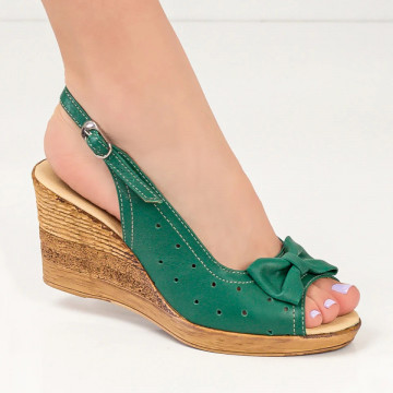 Sandale dama cu platforma si fundita verzi din Piele naturala MOD04556, 3, modlet.ro