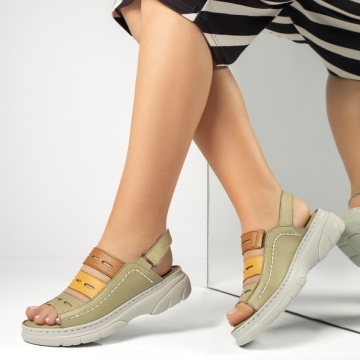 Sandale dama cu platforma si scai verzi din Piele naturala MOD13632, 2, modlet.ro