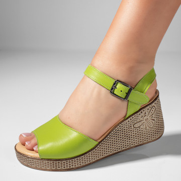 Sandale dama cu platforma verzi din Piele naturala MOD11419, 2, modlet.ro