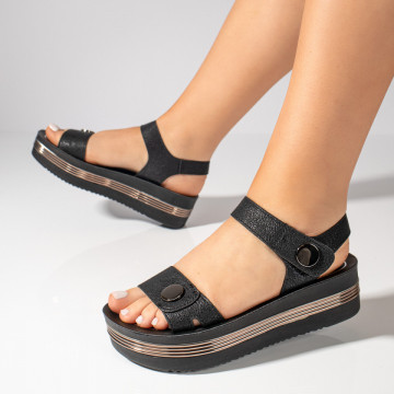 Sandale dama cu talpa groasa negre MOD04543, 2, modlet.ro