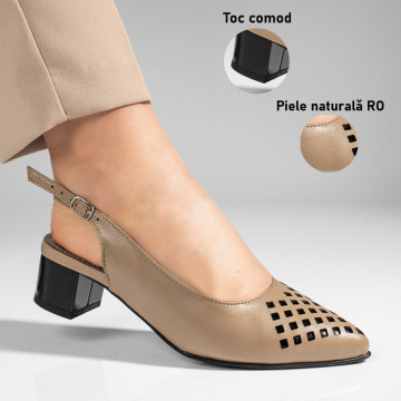 Sandale dama cu toc gros gri din Piele Naturala MOD11304, 3, modlet.ro