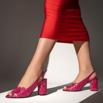 Sandale dama cu toc gros roz din Piele naturala MOD13450, 1, modlet.ro