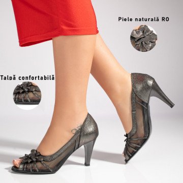 Sandale dama cu toc subtire negre din Piele naturala MOD11385, 3, modlet.ro