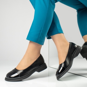 Balerini si Mocasini Dama, Balerini dama cu varf lucios negri MOD14200, modlet.ro