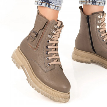 Bocanci dama bej din Piele naturala cu fermoar MOD07559, 3, modlet.ro