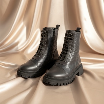 Bocanci dama cu siret si fermoar gri MOD02675, 3, modlet.ro