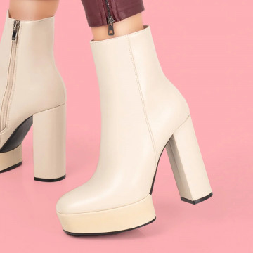 Botine dama bej cu platforma si toc inalt MOD07680, 3, modlet.ro
