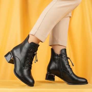 Botine dama cu toc gros negre FLORINA4, 3, modlet.ro