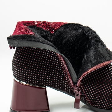 Botine dama cu toc gros si varf lacuit rosii MOD06638, 2, modlet.ro