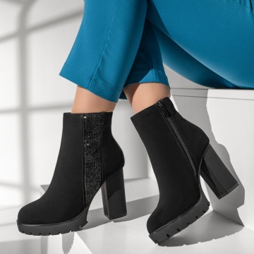 Botine dama negre cu toc gros MOD12908, 4, modlet.ro