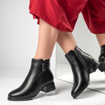 Botine dama negre cu toc mic MOD10871, 1, modlet.ro