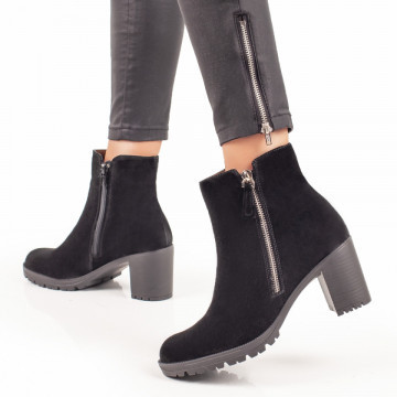 Botine dama negre suede Piele naturala ZEF06262, 3, zeforia.ro