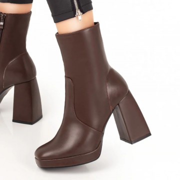 Botine maro dama cu toc si platforma MOD07682, 3, modlet.ro
