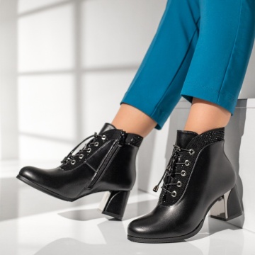 Botine negre dama cu toc gros MOD12905, 2, modlet.ro