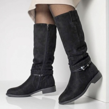 Cizme dama cu fermoar negru suede din Piele naturala FLORINA12, 3, modlet.ro