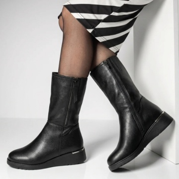 Cizme dama cu platforma negre din Piele naturala DORA82, 2, modlet.ro