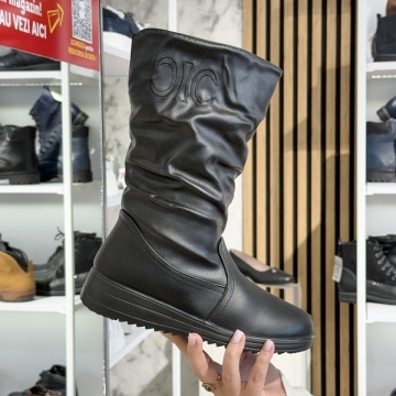 Cizme dama cu platforma si fermoar negre MOD14187