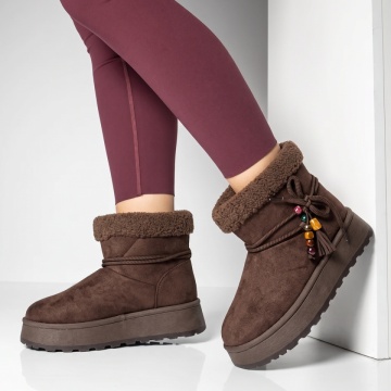 Cizme de iarna, Cizme dama cu talpa groasa tip oog maro suede LILI47, modlet.ro