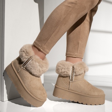 Cizme dama cu talpa groasa tip UG bej suede MOD12836, 4, modlet.ro
