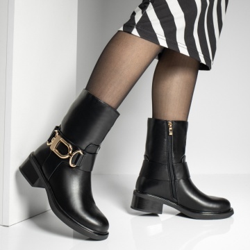 Cizme dama cu toc mic si fermoar negre MOD12917, 4, modlet.ro