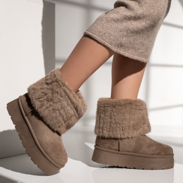 Cizme dama khaki suede tip UG MOD12406, 3, modlet.ro