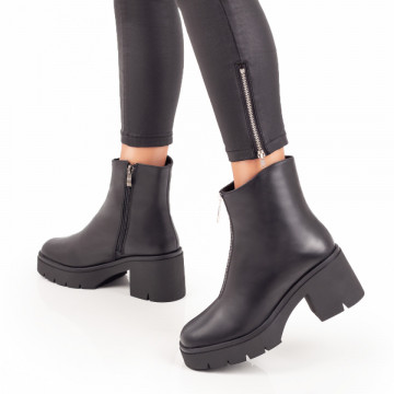 Cizme dama negre cu fermoar decorativ din Piele naturala MOD07287, 2, modlet.ro