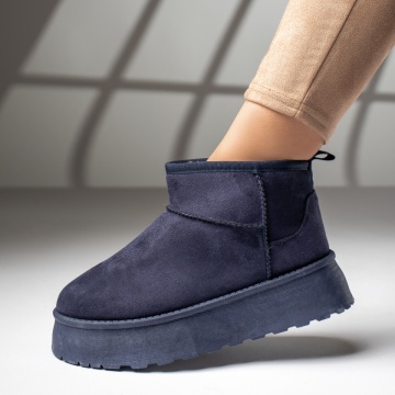 Cizme dama scurte albastre suede MOD12590, 4, modlet.ro