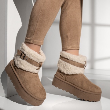 Cizme dama scurte khaki tip UG MOD12902, 4, modlet.ro