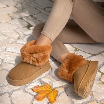 Cizme dama, Cizme dama scurte tip oog maro suede MOD12593, modlet.ro