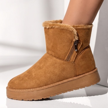 Cizme dama tip UG cu fermoar maro suede EMA46, 2, modlet.ro