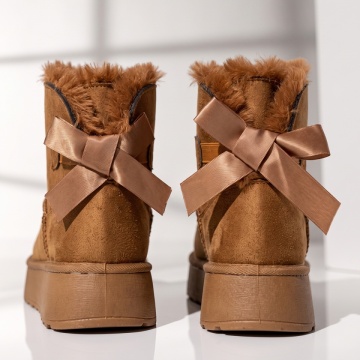 Cizme dama tip UG cu fundita maro suede EMA49, 2, modlet.ro