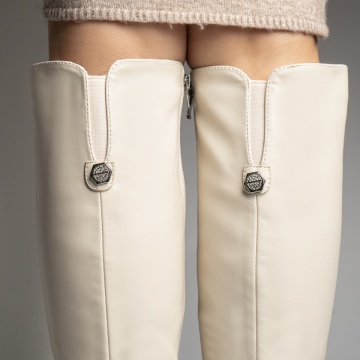 Cizme lungi dama cu fermoar bej MOD12379, 4, modlet.ro