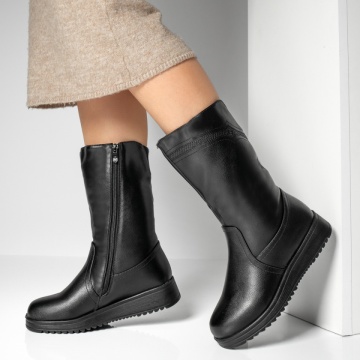 Cizme lungi dama cu talpa groasa negre MOD12795, 3, modlet.ro