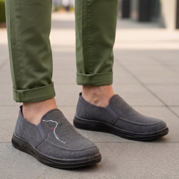 Espadrile barbati cu talpa joasa gri cu negru ALIN3, 2, modlet.ro