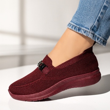 Espadrile dama cu accesoriu decorativ visinii EMA1, 2, modlet.ro