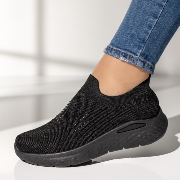 Espadrile sport dama, Espadrile dama cu strasuri negre MOD14209, modlet.ro