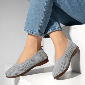 Espadrile dama cu talpa joasa din material textil gri MOD13064, 2, modlet.ro