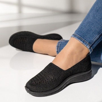 Espadrile sport dama, Espadrile sport dama cu talpa joasa din material textil negre EMA13, modlet.ro