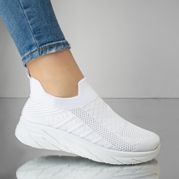 Espadrile sport dama din material textil albe MOD13176, 4, modlet.ro