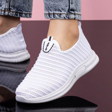 Espadrile sport dama din material textil albe ZEF05094, 4, zeforia.ro