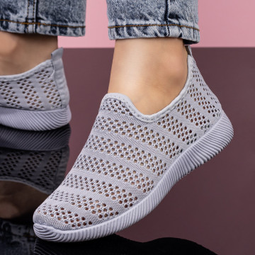 Espadrile sport dama din material textil cu perforatii gri MOD05093, 4, modlet.ro