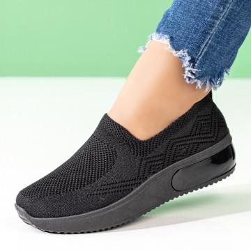 Espadrile sport dama negre din material textil MOD03291, 4, modlet.ro